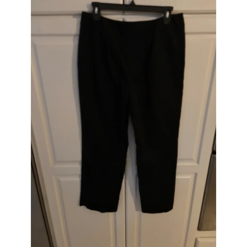 Talbots Petites Womens 10P Black Stretch Straight Leg Dress Pants Cotton Blend‎